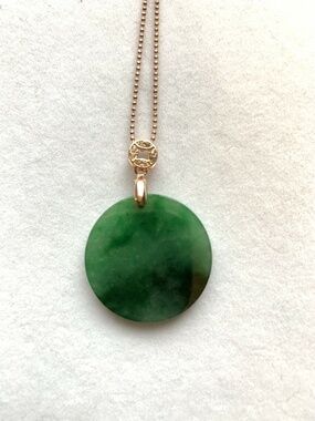 GRADE A NATURAL Green JADEITE JADE Necklace Estate
